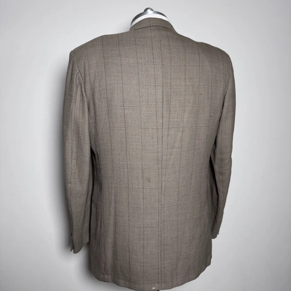 Tallia Uomo Sport Coat Blazer Mens 48L Brown Windowpane Check Two-Button‎ USA